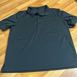 Medium Navy blue men’s polo- Dress up or dress down. Collar polo with 3 buttons